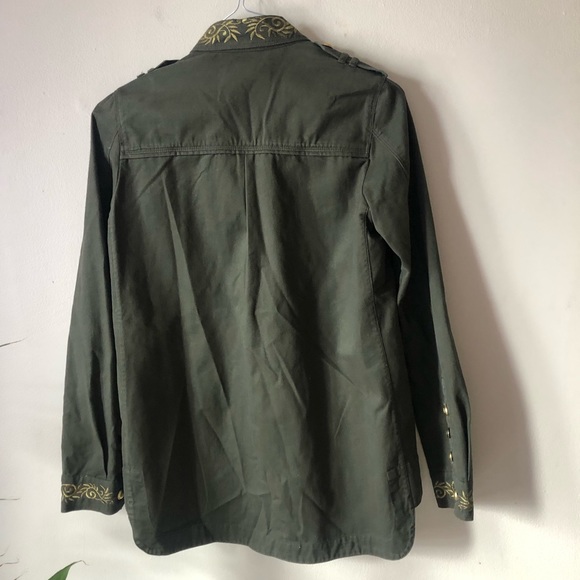❤️Zara Trafaluc Military Green Shirt Jacket Shacket Embroidered Golden Pockets S - Picture 2 of 11